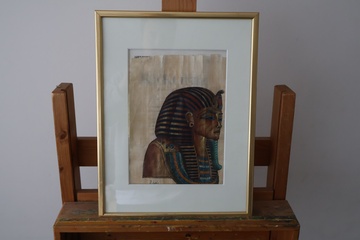 Afbeelding van Ingelijste papyrusschilderij van Egyptische farao'