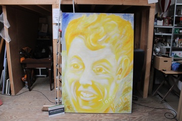 Afbeelding van Schilderij 'Jane Bowles' kleurrijk portret