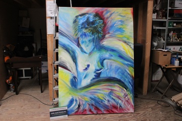 Afbeelding van Abstracte kleurrijke schilderij op doek