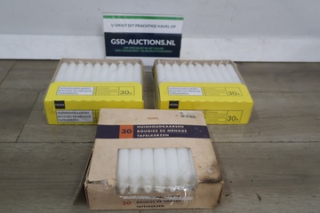 Afbeelding van Hema huishoudkaarsen, 3 dozen van 30 stuks