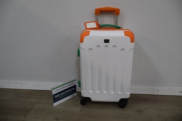 Afbeelding van Harde koffer met oranje en groene accenten
