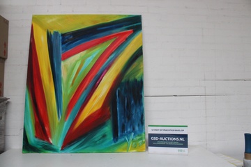 Afbeelding van Abstract schilderij met gekleurde driehoeken