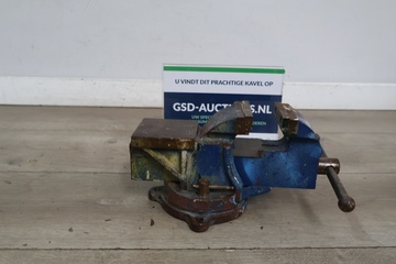 Afbeelding van Bankklem bankschroef blauw metalen werkbankklem