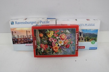 Afbeelding van set van 3 Ravensburger en Castorland Puzzels 1000 stukjes