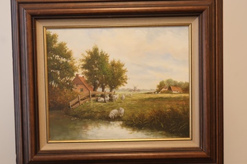 Afbeelding van Olieverfschilderij Boerderij aanzicht - J. Kievit
