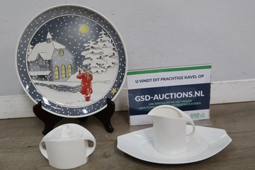 Afbeelding van Winterse decoratieve schaal & suikerpot en melkkan