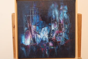 Afbeelding van Abstract schilderij in houten lijst - M.L.C. v. Amsterdam