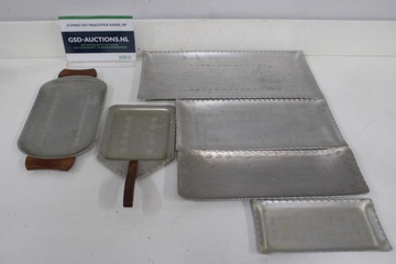 Afbeelding van Set van 6 vintage serveerbladen