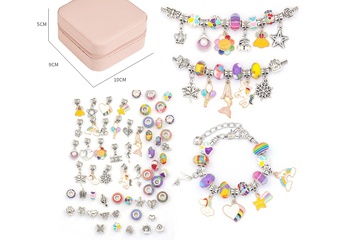 Afbeelding van DIY armbanden set voor kids met juwelendoosje - regenboog kralen en bedels
