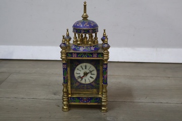 Afbeelding van Vintage Cloisonne Messing Chinese Mantelklok