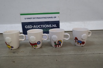 Afbeelding van Set van 4 D.E. espresso kopjes met kleurrijke print