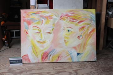 Afbeelding van Abstract schilderij met twee gezichten