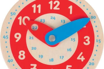 Afbeelding van Goki Clock, leer klok, 10 cm, makkelijk voor kinderhand