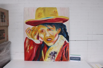 Afbeelding van Schilderij van persoon met gele hoed