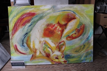 Afbeelding van Abstract schilderij met dierenfiguren