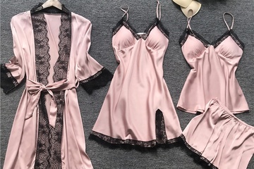 Afbeelding van Nachtkleding set 4 delig - roze - maat L