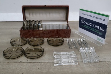 Afbeelding van Set van Vintage Kristallen Onderzetters en Bestekleggers