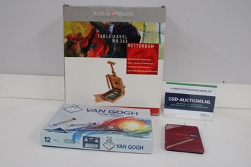 Afbeelding van Tafelezel met acrylverf set en pastel potloden