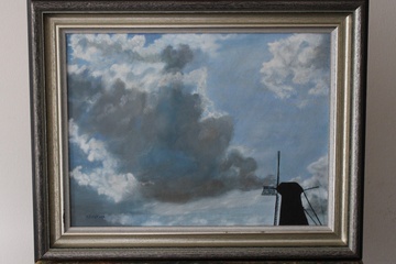 Afbeelding van Olieverfschilderij H. Borsje 1992 met molen