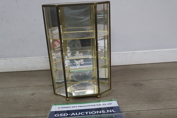 Afbeelding van Glazen mini vitrine met messing frame
