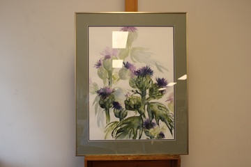 Afbeelding van Aquarel schilderij van distels in lijst