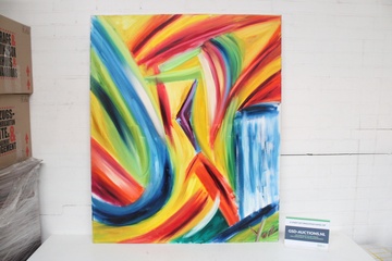 Image of Abstract schilderij met kleurrijke lijnen
