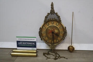 Afbeelding van Vintage sierlijke wandklok met pendel en gewichten