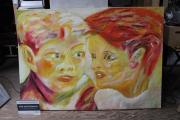 Afbeelding van Schilderij van twee personen in kleurige pastel
