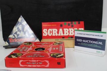 Afbeelding van Triominos De Luxe, Scrabble en M.e.j.n. bordspellen