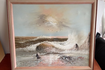 Afbeelding van Olieverf schilderij uitzicht aan zee