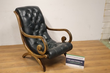 Afbeelding van Chesterfield-Stijl Fateuil - Lederen Bekleding