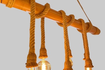 Afbeelding van Bamboe hanglamp met dikke touw in doos(nieuwe in doos)