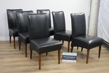 Afbeelding van Set van 6 zwarte eetkamerstoelen