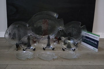Afbeelding van Glazen visvormige schalenset 9 stuks