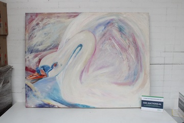 Afbeelding van Schilderij Zwaan in zachte pasteltinten