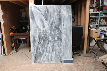 Afbeelding van Abstracte grijswitte schilderij op canvas