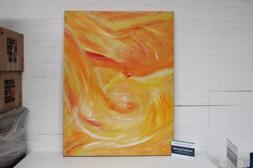 Image of Abstract schilderij in gele en oranje tinten
