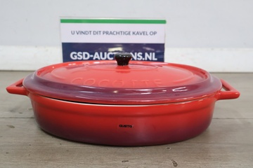 Afbeelding van Rode Gusto Cocotte Gietijzeren Pan