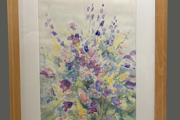 Afbeelding van Aquarel schilderij "Een boeket wilde bloemen" gesignaleerd