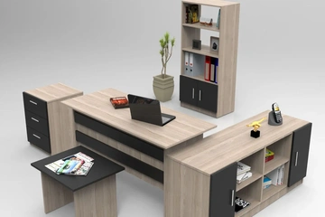Afbeelding van Bureauset Linento Furniture VO15 bruin/zwart