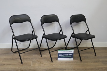 Afbeelding van Set van 3 zwarte metalen klapstoelen