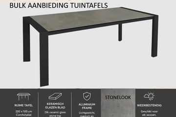 Afbeelding van Partij 6st. Tuintafel Samos ceramic stone- zware uitvoering!