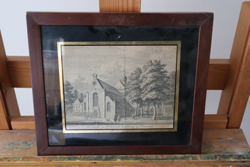 Afbeelding van Ingelijste oude gravure van kerk in Utrecht
