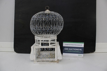 Afbeelding van Brocante vogelkooi op houten standaard