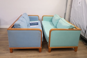 Afbeelding van Bankstel met houten frame en stoffen bekleding - 195 cm