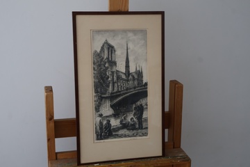 Afbeelding van Ingelijste lithografie van kathedraal
