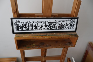 Afbeelding van Zwart-witte silhouetkunst in lijst