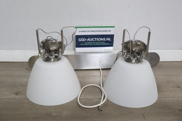 Afbeelding van Set van 2 plafondlampen met witte glazen kappen