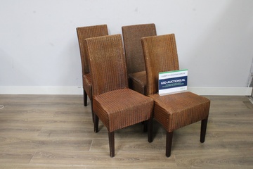 Afbeelding van Set van 4 Gevlochten Lloyd Loom Eetkamerstoelen