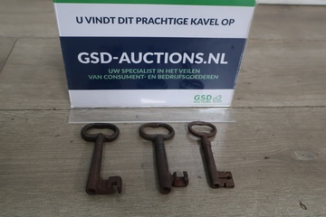 Afbeelding van Set van 3 oude metalen sleutels